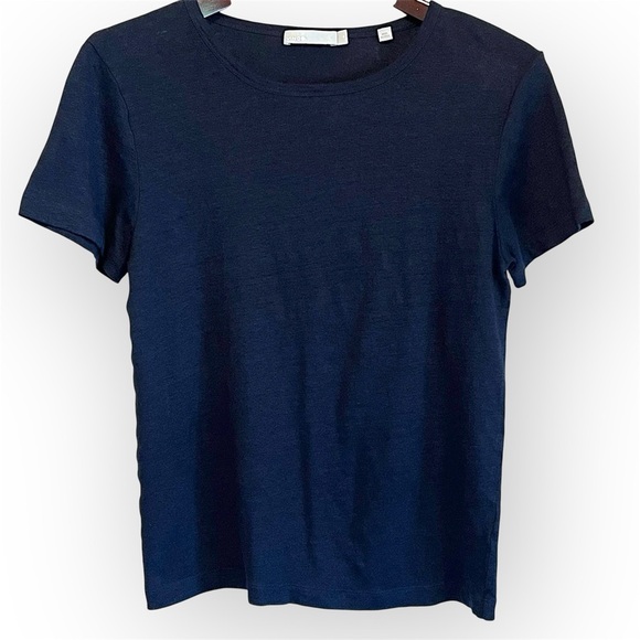 Vince 100%Linen navy blue Tshirt, short sleeve, round neckline size M women’s - Picture 2 of 10